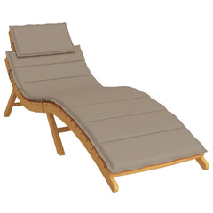 Taupe Oxford fabric sun lounger cushion, 73x23in, with adjustable ties.