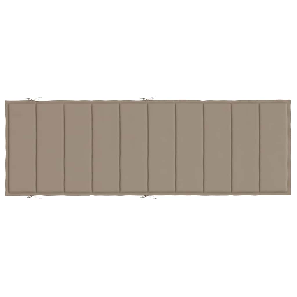 Taupe Oxford fabric sun lounger cushion, 73x23 inches, with ties.