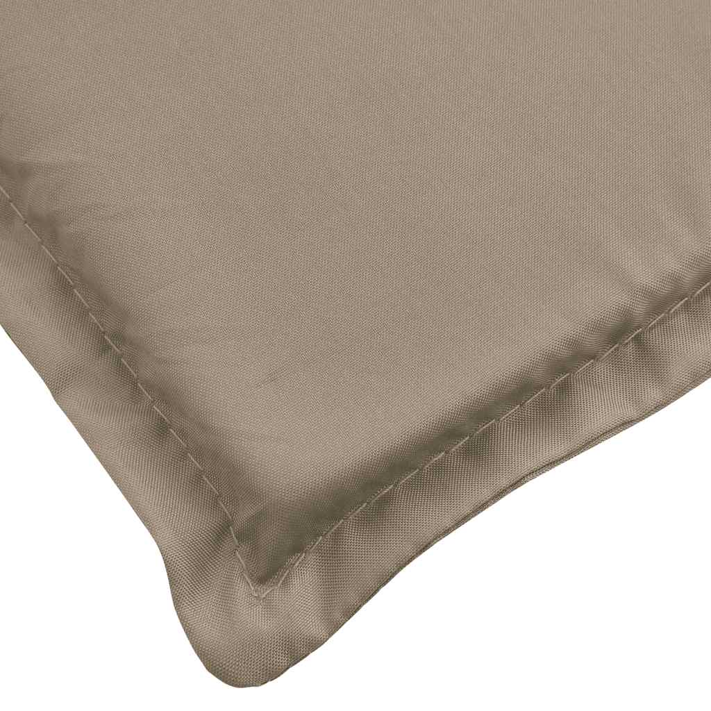 Taupe Oxford fabric sun lounger cushion, 73x23 inches, with stitched edges.