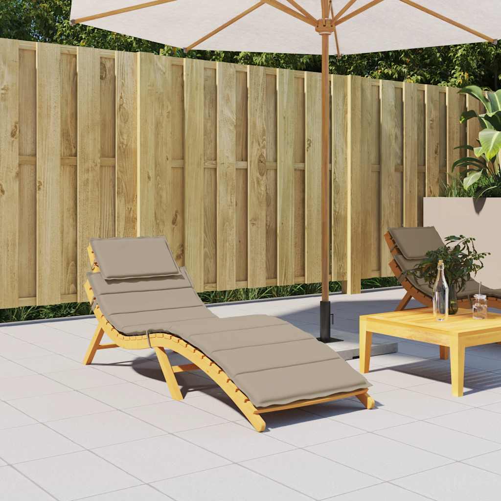 Taupe Oxford fabric sun lounger cushion, 73x23in, with adjustable ties.