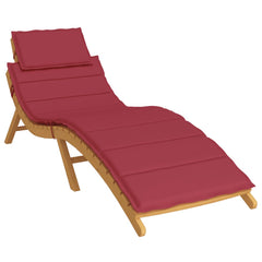 Wine red sun lounger cushion in Oxford fabric, sized 73x23x2 inches.