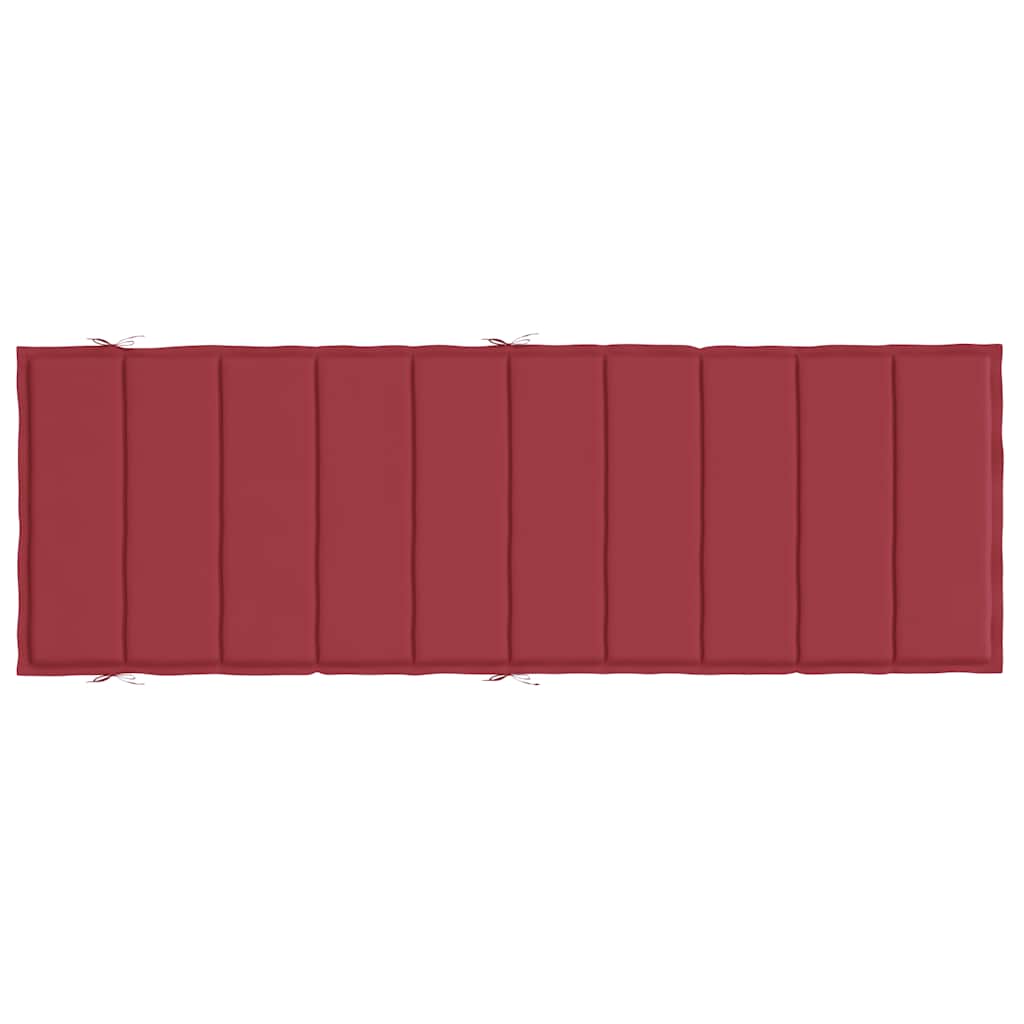 Wine red sun lounger cushion made of Oxford fabric, measuring 73x23x2 inches with ties.