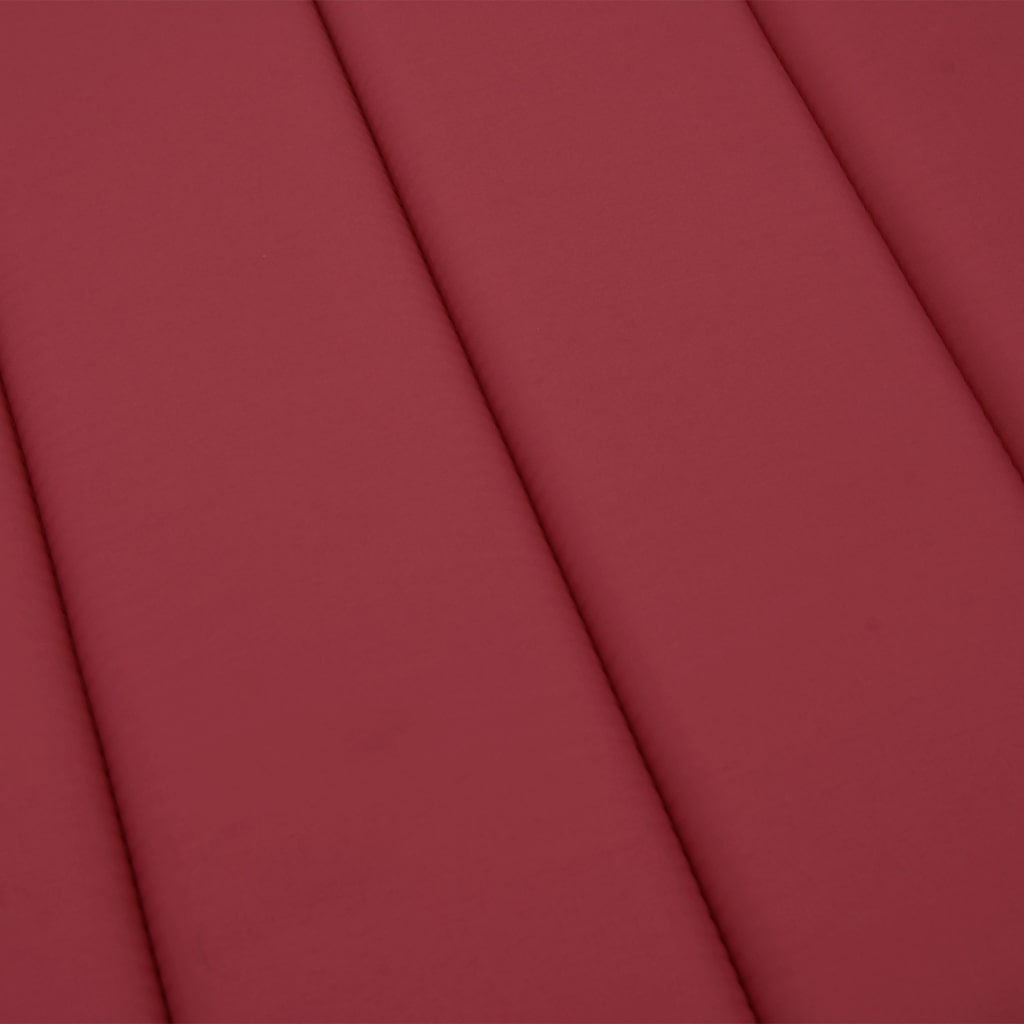 Wine red Oxford fabric sun lounger cushion, 73x23x2 inches, with ties.
