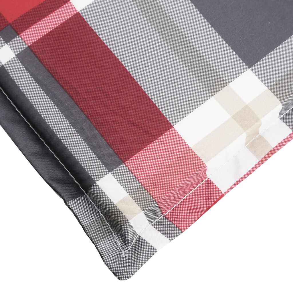 Red check Oxford fabric sun lounger cushion, 73x23 inches, with ties.