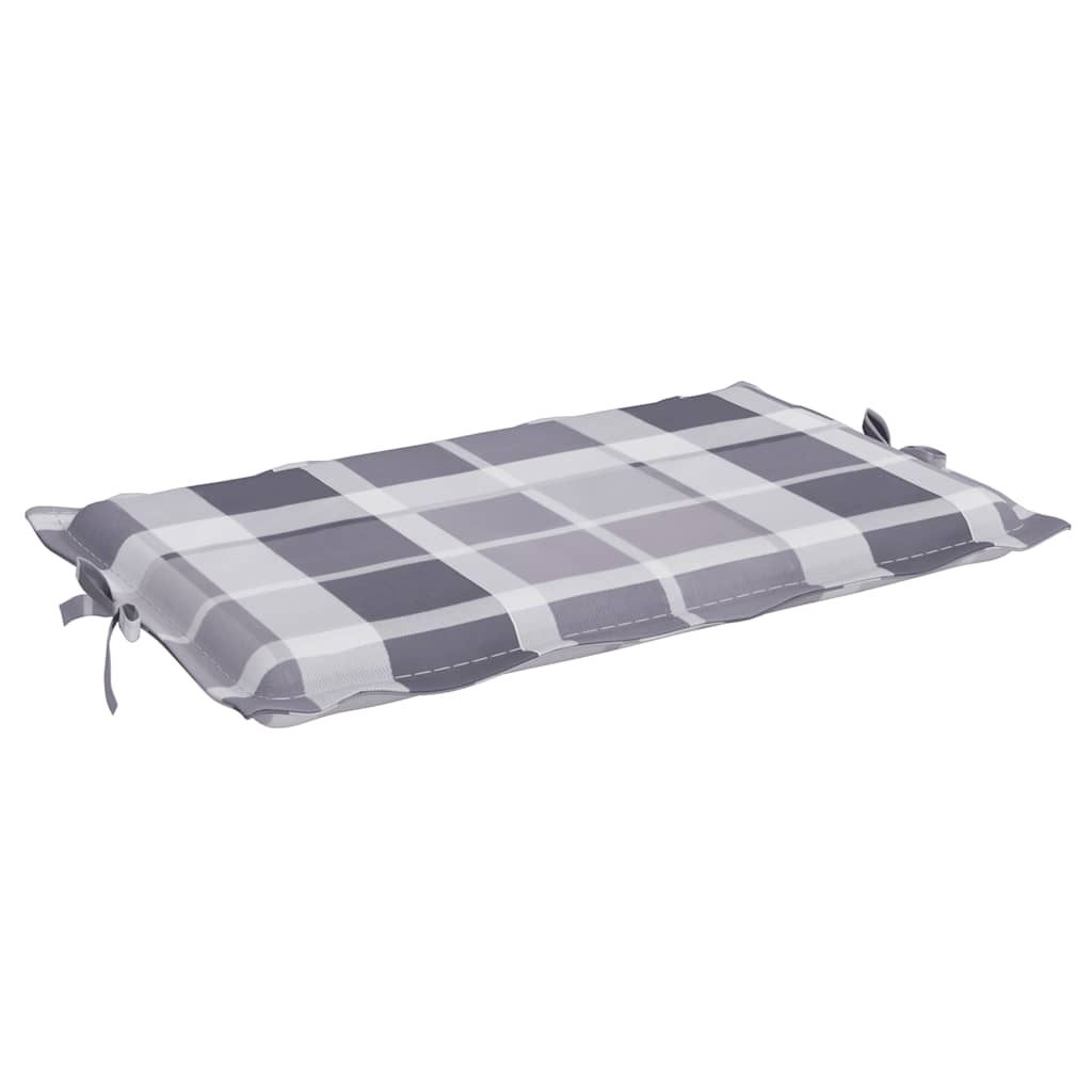 Gray check Oxford fabric sun lounger cushion, 73x23x2 inches, with ties.