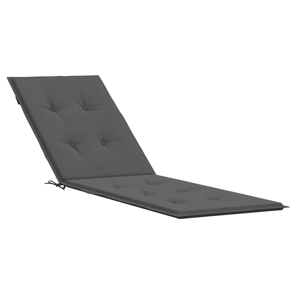 Anthracite deck chair cushion in Oxford fabric with foam fill and ties.