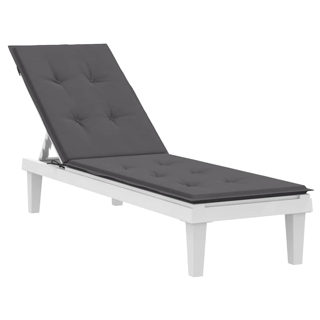 Anthracite deck chair cushion in Oxford fabric with foam fill and ties.