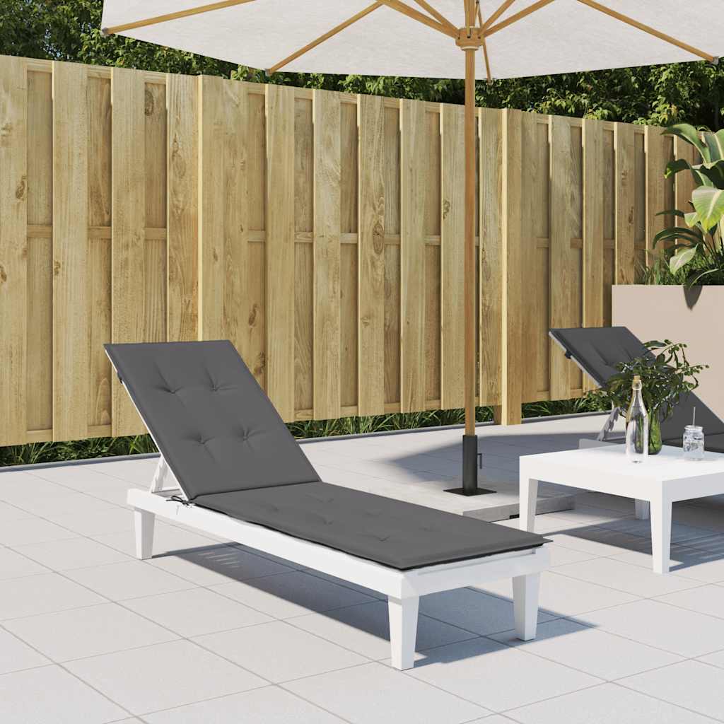 Anthracite deck chair cushion in Oxford fabric with foam fill, secured on a white frame.