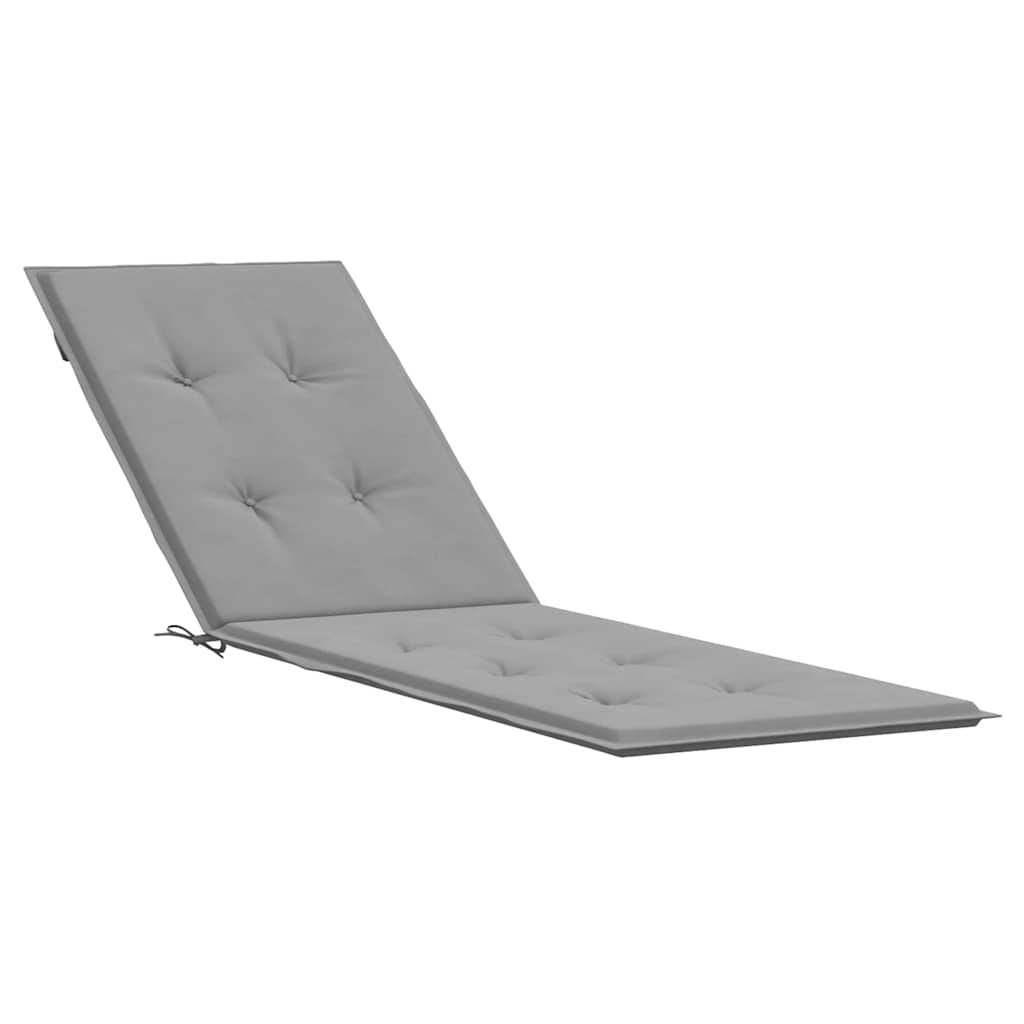 Gray Oxford fabric deck chair cushion with tufted padding and ties, sized 29.5x41.3x19.7 inches.