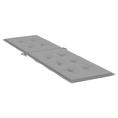 Gray Oxford fabric deck chair cushion, 29.5x41.3x1.6 inches, with ties and tufted design.