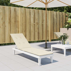 Cream deck chair cushion in water-resistant Oxford fabric on a lounger.