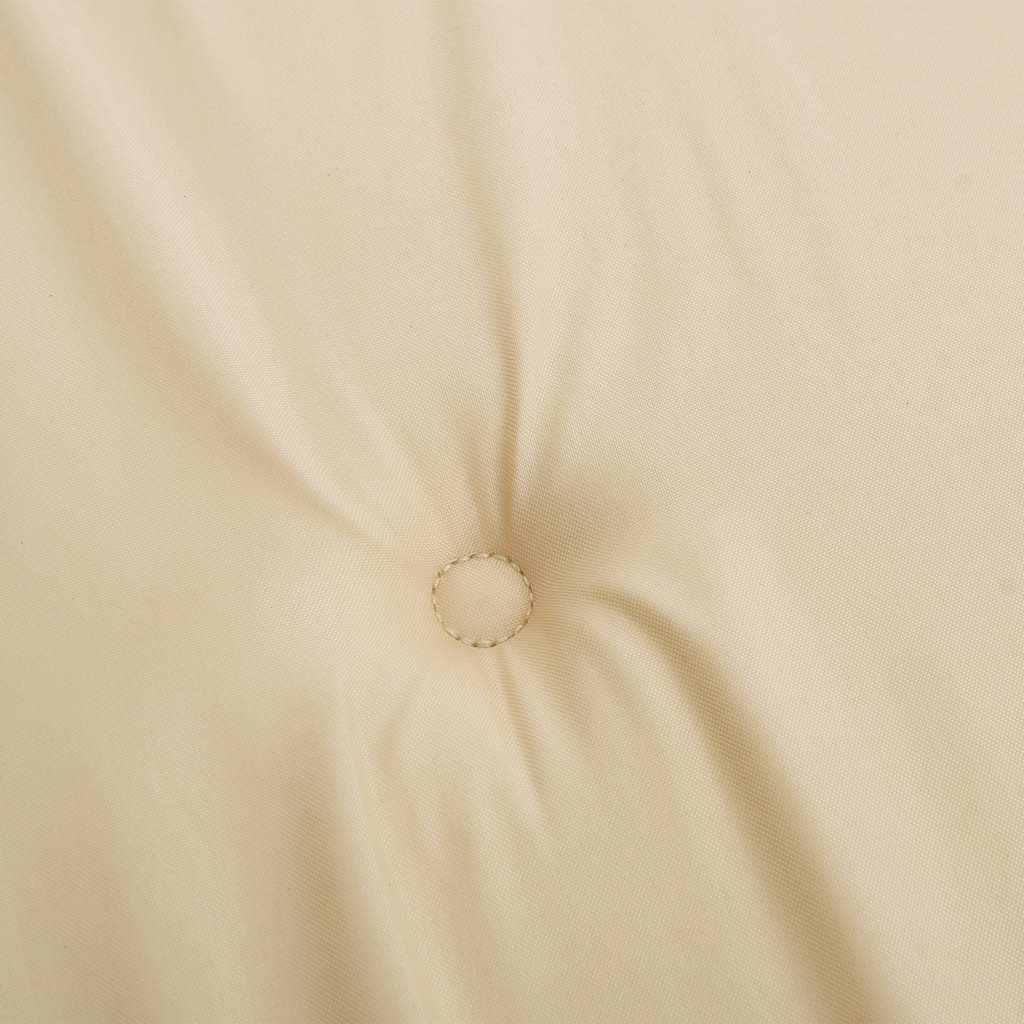 Beige water-resistant Oxford fabric deck chair cushion with tufted detail.