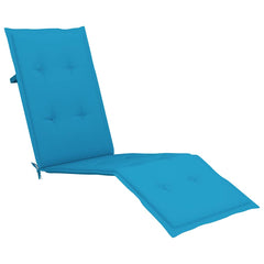 Blue Bostome deck chair cushion in Oxford fabric with foam fiber filling, 71x19.7x1.6 inches.