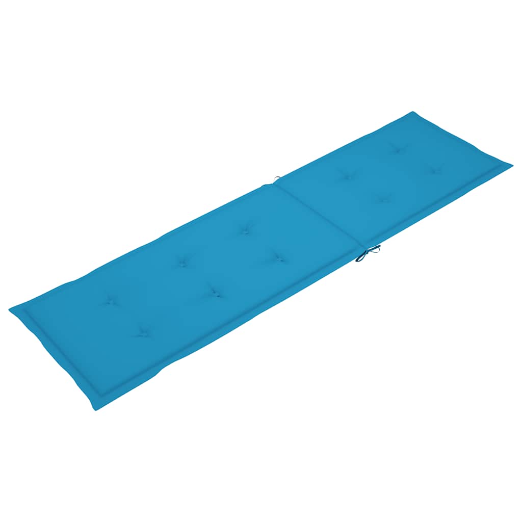 Blue Bostome deck chair cushion in Oxford fabric with foam fiber filling, measuring 71x19.7x1.6 inches.