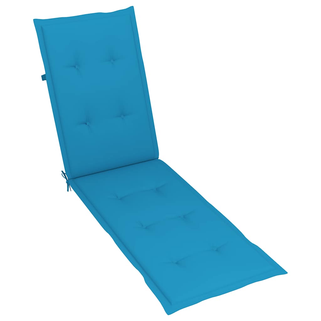Blue Bostome deck chair cushion in Oxford fabric with foam fiber filling, 71x19.7x1.6 inches.