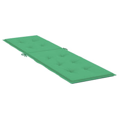 Green water-resistant Oxford fabric deck chair cushion with tufted padding and ties.