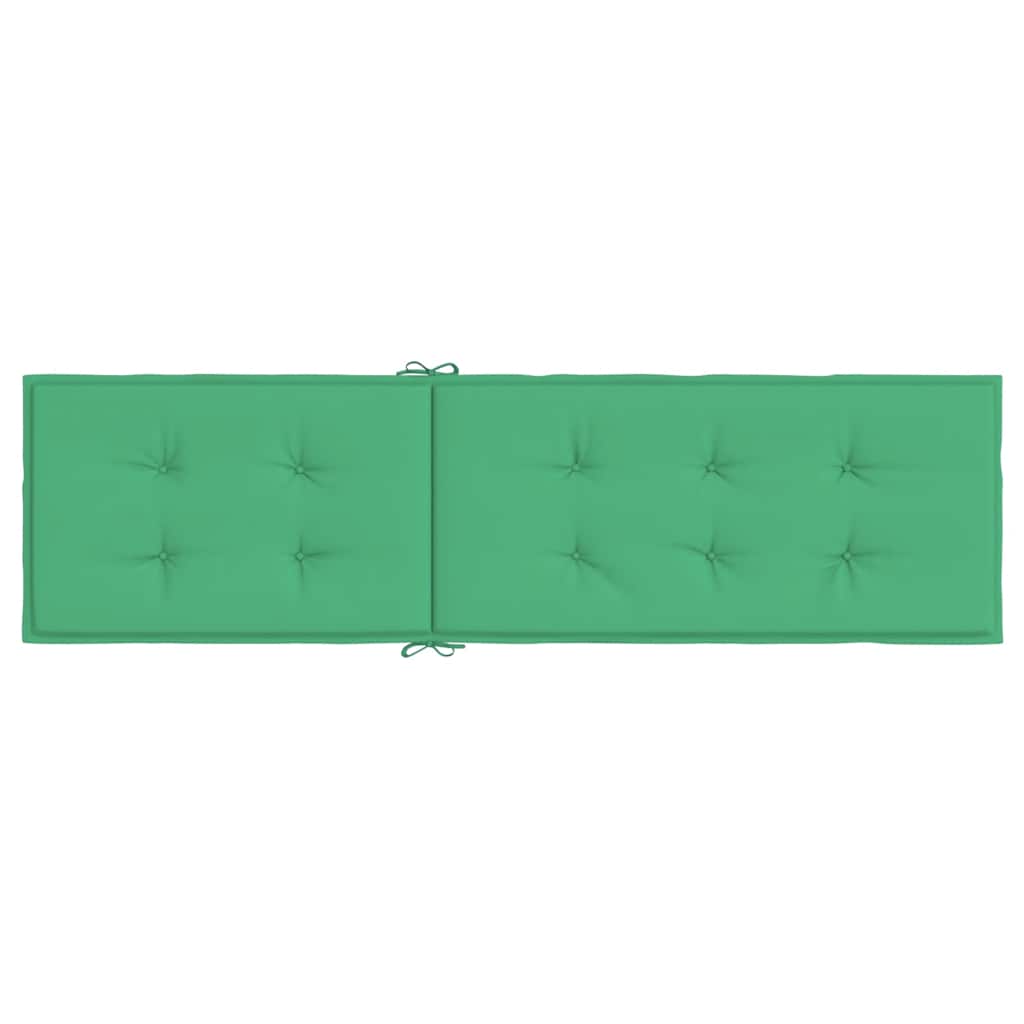 Green water-resistant Oxford fabric deck chair cushion with tufted padding and ties.