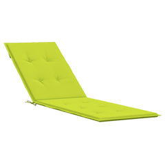 Bright green Oxford fabric cushion for a reclining deck chair with tufted padding.