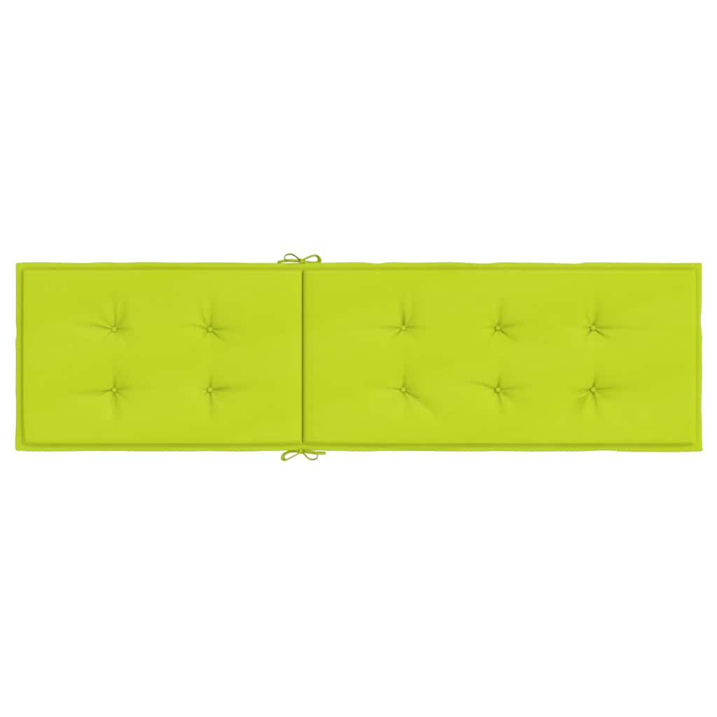 Bright green Oxford fabric deck chair cushion with tufted padding and straps.