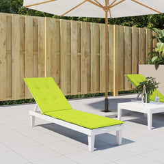 Bright green Oxford fabric deck chair cushion with foam filling and securing straps.
