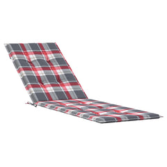 Red check Oxford fabric deck chair cushion with water repellent and non-slip features.