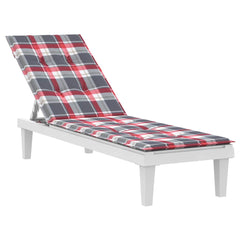 Red check Oxford fabric deck chair cushion with water-repellent and non-slip features.