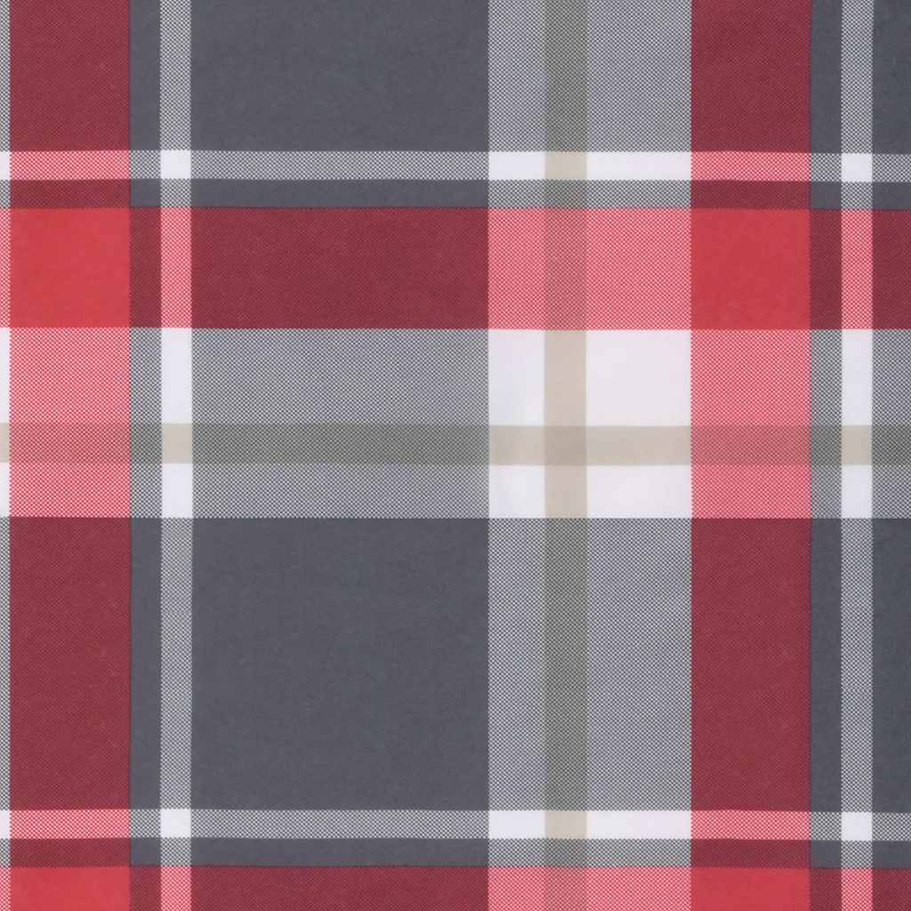 Red check Oxford fabric deck chair cushion with water repellent and non-slip straps.