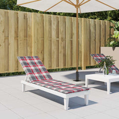 Red check Oxford fabric deck chair cushion with water repellent and non-slip features.