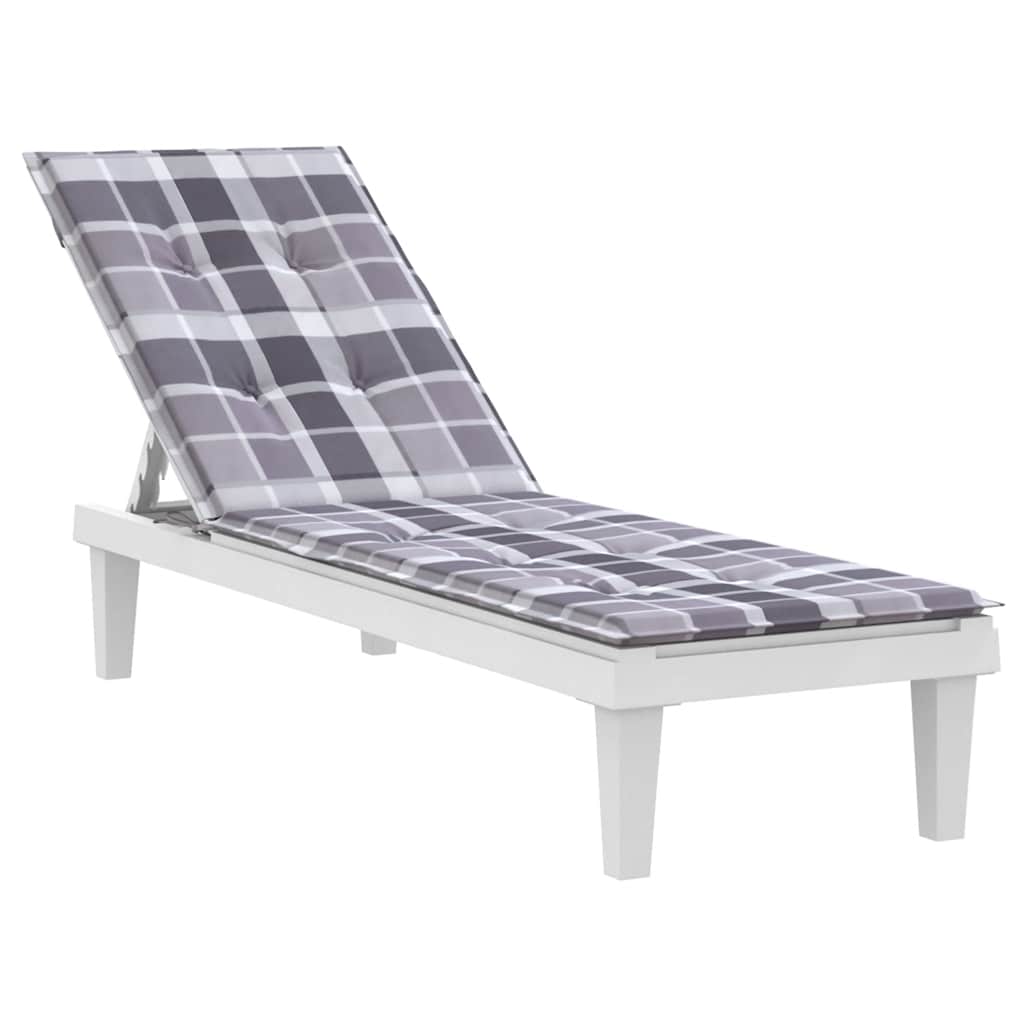 Gray checkered water-resistant cushion for Bostome deck chair, made of Oxford fabric.