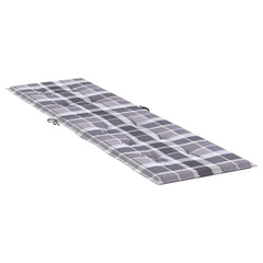 Gray checkered deck chair cushion with water-resistant Oxford fabric and tufted design
