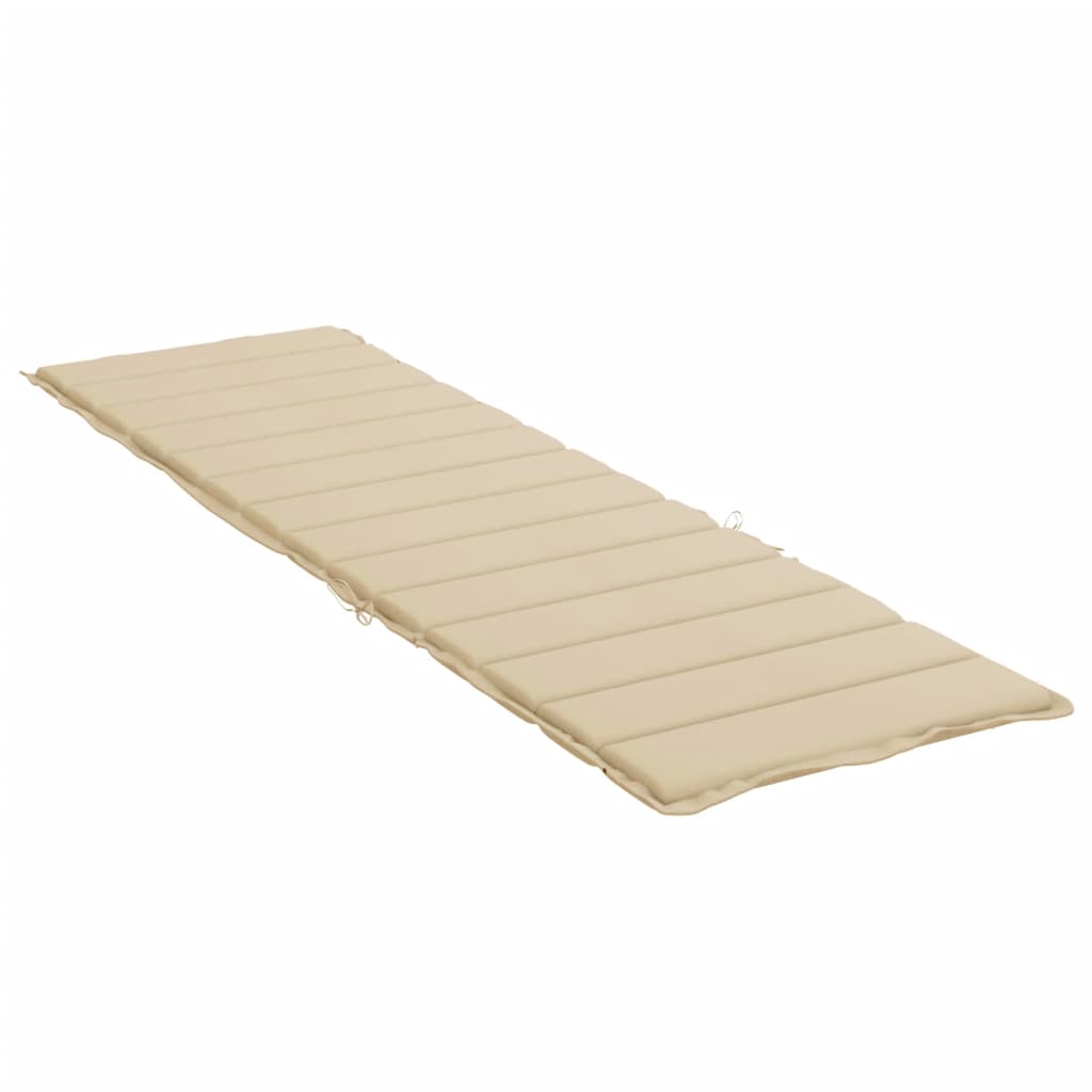 Beige Oxford fabric sun lounger cushion, 78.7x23.6x1.2 inches, with non-slip straps.