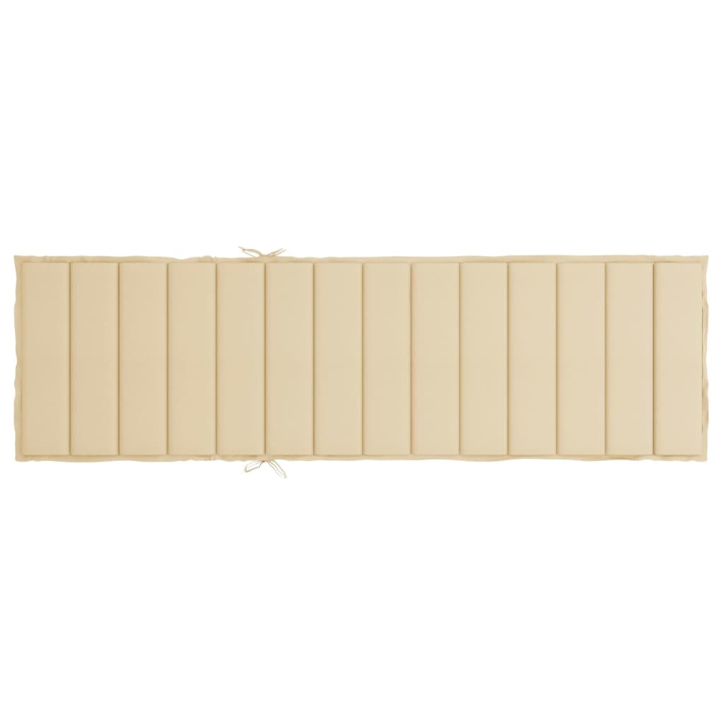 Beige Oxford fabric sun lounger cushion, 78.7x23.6x1.2 inches, with straps.
