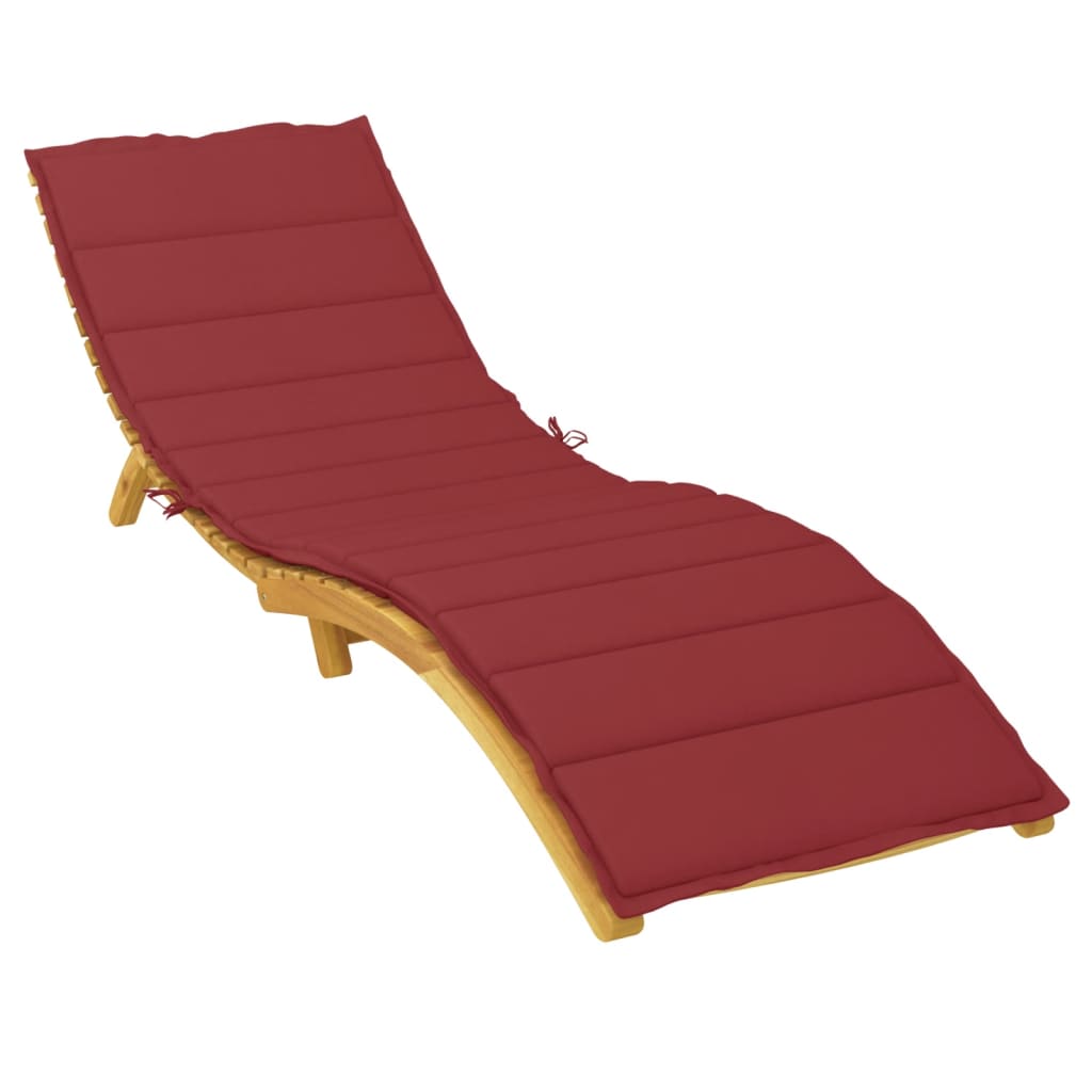 Wine red sun lounger cushion made of Oxford fabric, measuring 78.7x23.6x1.2 inches.