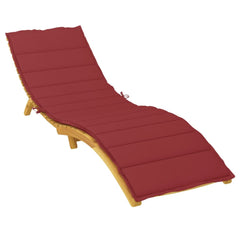 Wine red sun lounger cushion made of Oxford fabric, measuring 78.7x23.6x1.2 inches.