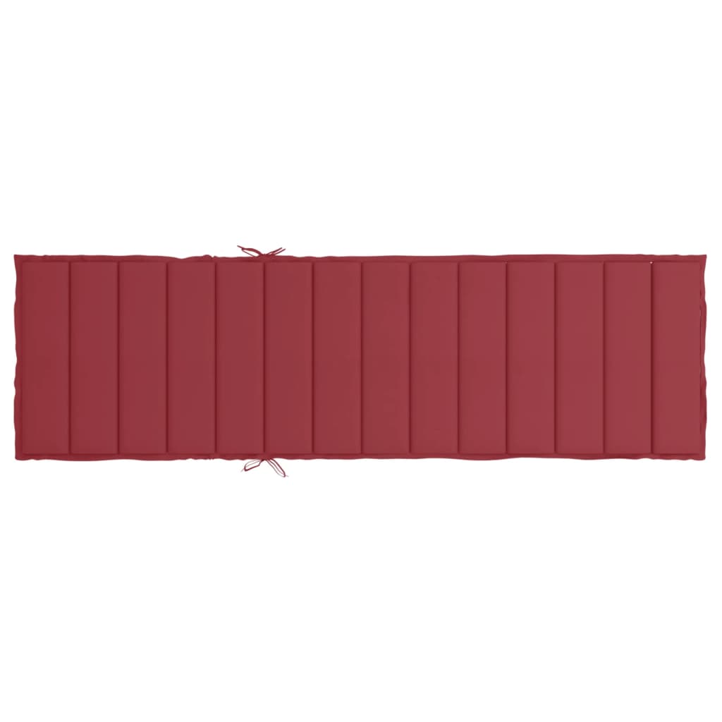 Wine red sun lounger cushion in Oxford fabric with foam filling and non-slip straps, 78.7x23.6x1.2 inches.