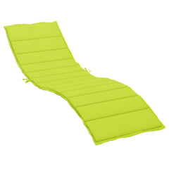 Bright green Oxford fabric sun lounger cushion with soft foam filling and non-slip straps.
