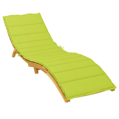 Bright green Oxford fabric sun lounger cushion with foam filling and non-slip straps.