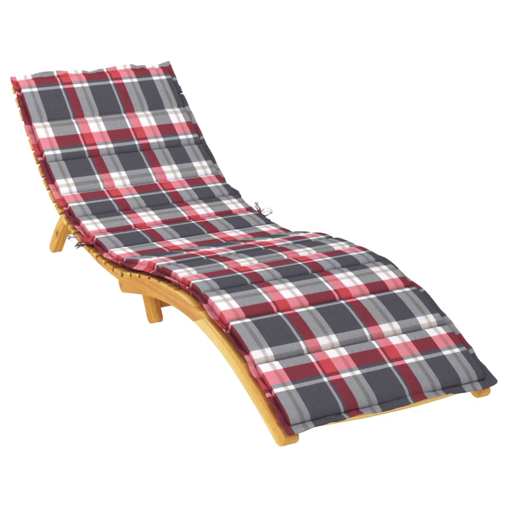 Red checkered sun lounger cushion in Oxford fabric, 78.7x23.6x1.2 inches.
