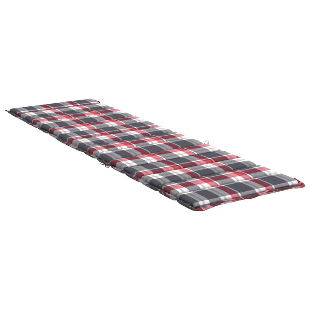 Red checkered sun lounger cushion in Oxford fabric, 78.7x23.6x1.2 inches.