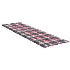 Red checkered sun lounger cushion in Oxford fabric, 78.7x23.6x1.2 inches.
