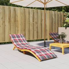 Red checkered sun lounger cushion in Oxford fabric, sized 78.7x23.6x1.2 inches.