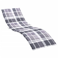 Gray check sun lounger cushion made of Oxford fabric with non-slip ropes and soft foam filling.