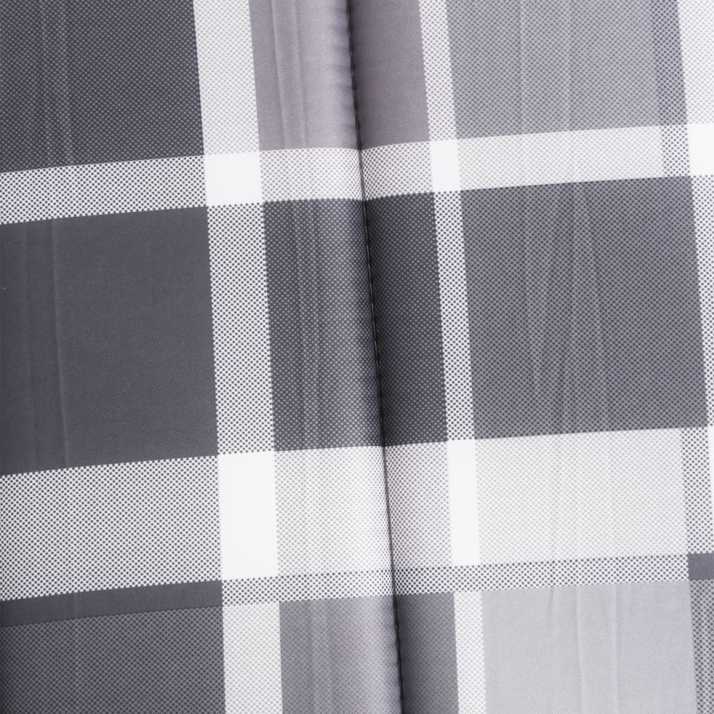 Gray check sun lounger cushion made of water-resistant Oxford fabric with soft foam filling.