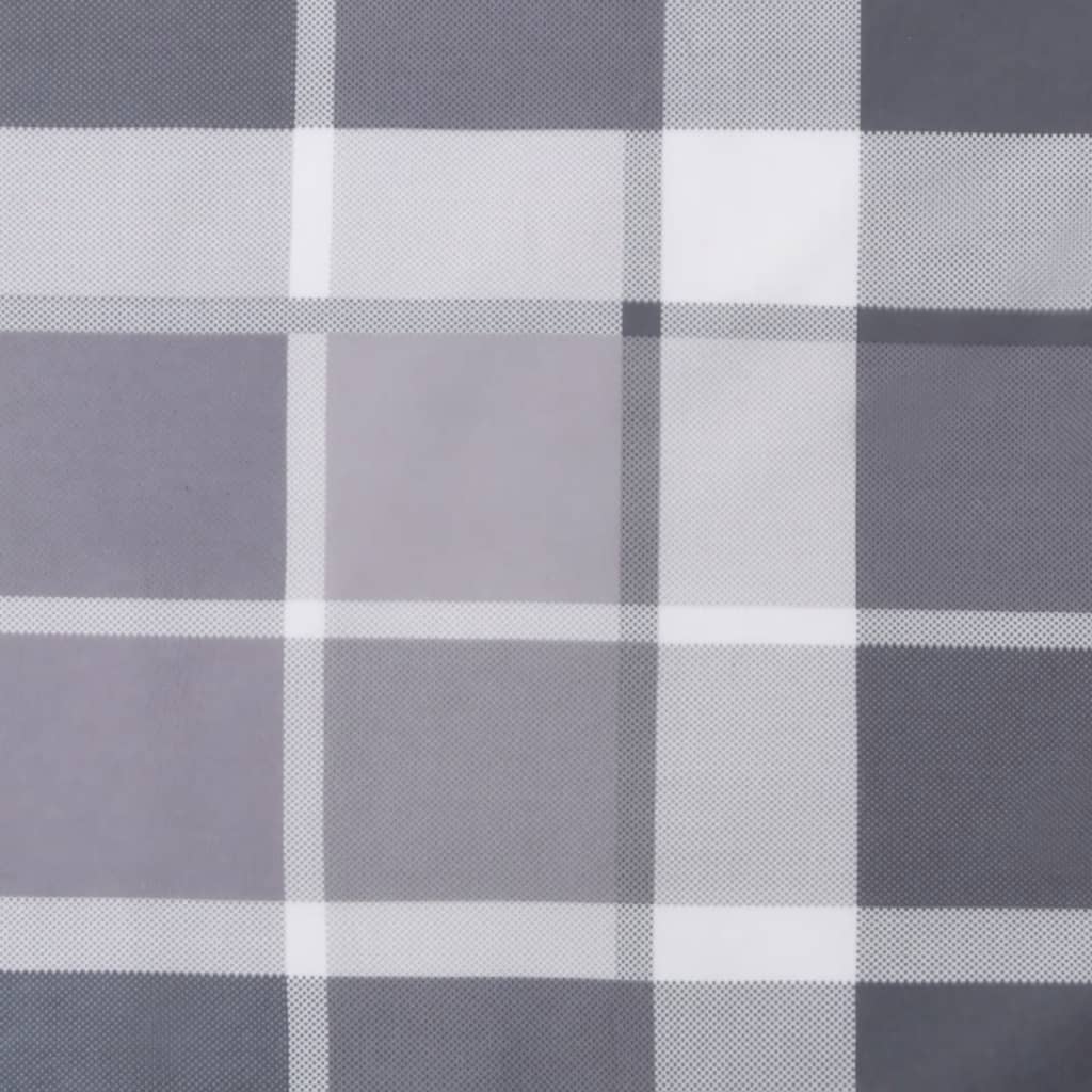 Gray check sun lounger cushion made of water-resistant Oxford fabric with non-slip straps.