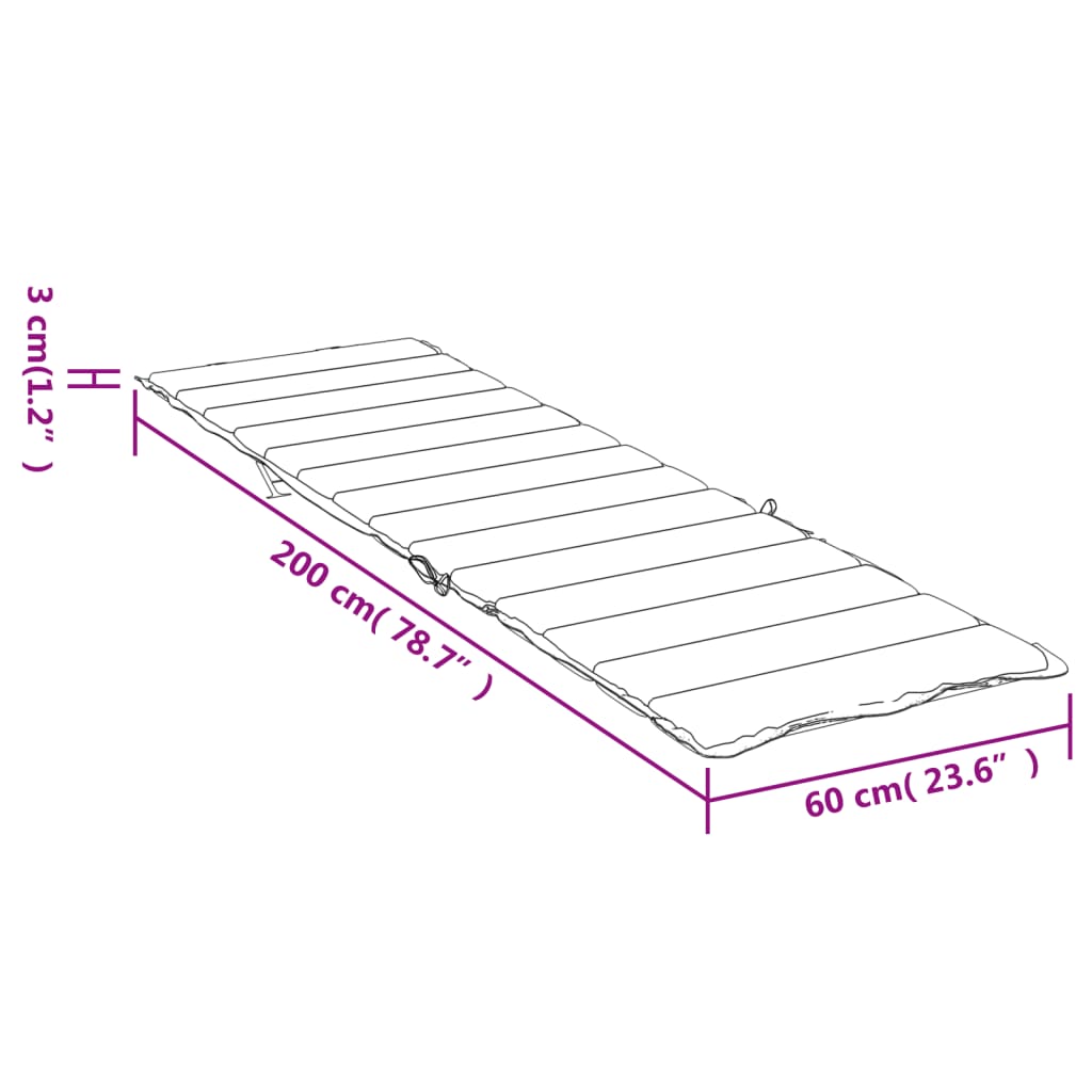 Gray check sun lounger cushion made of water-resistant Oxford fabric with soft foam filling.