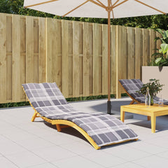 Gray check sun lounger cushion made of Oxford fabric, measuring 78.7x23.6x1.2 inches.