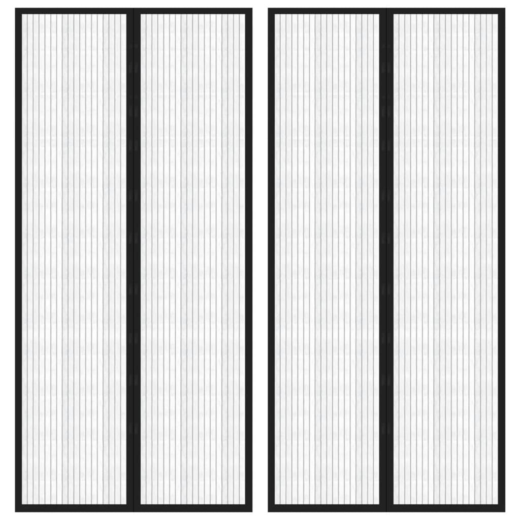 Insect Door Curtains 2 pcs with Magnet Blocks Black 86.6x43.3