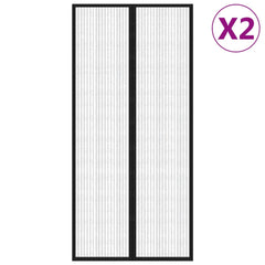 Insect Door Curtains 2 pcs with Magnet Blocks Black 86.6x43.3