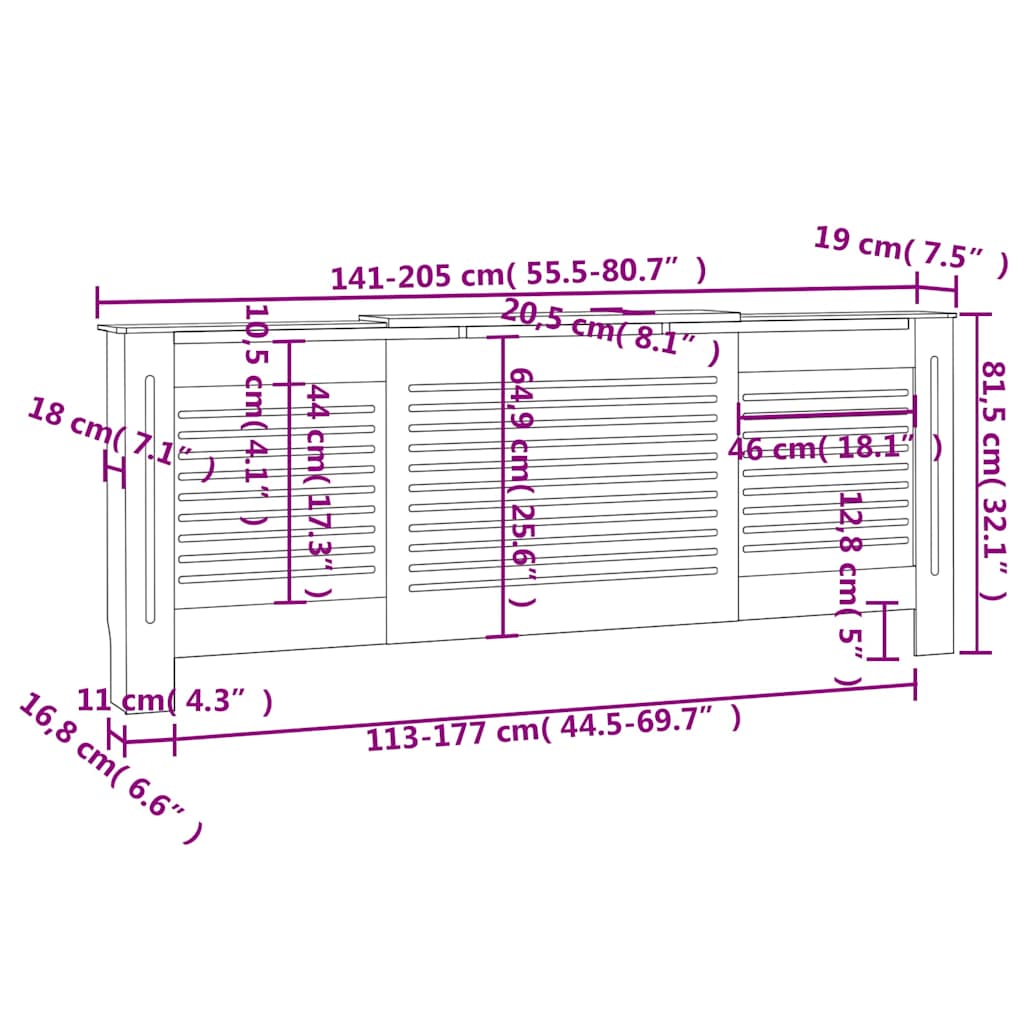 MDF Radiator Cover Black 80.7