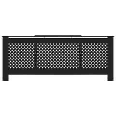 Black adjustable MDF radiator cover with slatted front and shelf, 55.9-80.7 inches wide.
